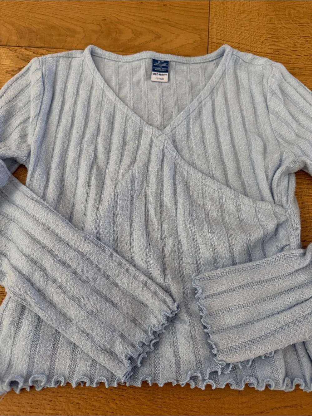 Old Navy Ribbed V-Neck Wrap Sweaters in Pale Pink & Light Blue
